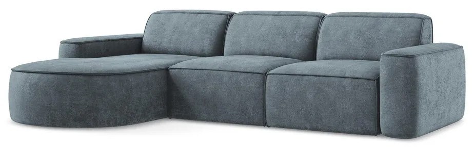 Szürkéskék zsenília sarokkanapé (bal oldali-heverő résszel) Omao – Makamii