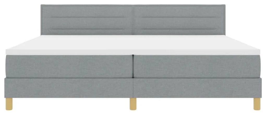 Box Spring Ágy Matraccal Világosszürke 200x200 cm Textil