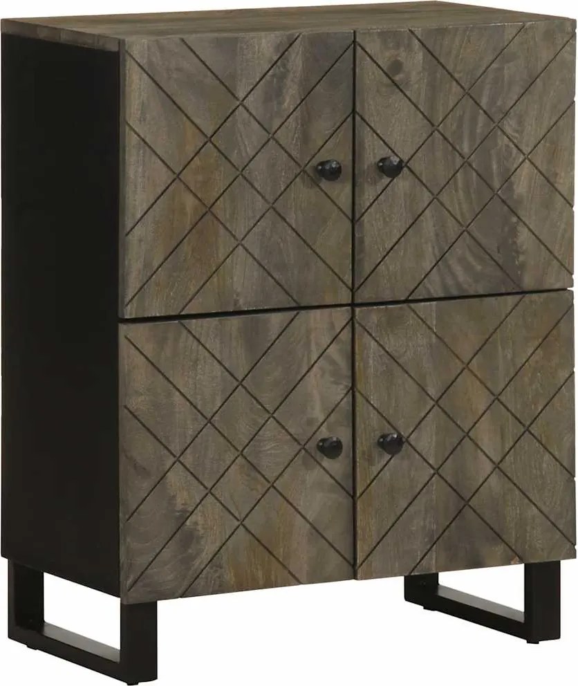 vidaXL Sideboard Fekete 60x33x75 cm tömörfa Mango