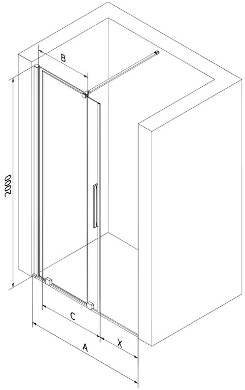 Mexen Velar, tolózuhanyajtó 100 cm-re nyitható, 8 mm-es szürke üveg, csiszolt acél, 871-100-000-41-97