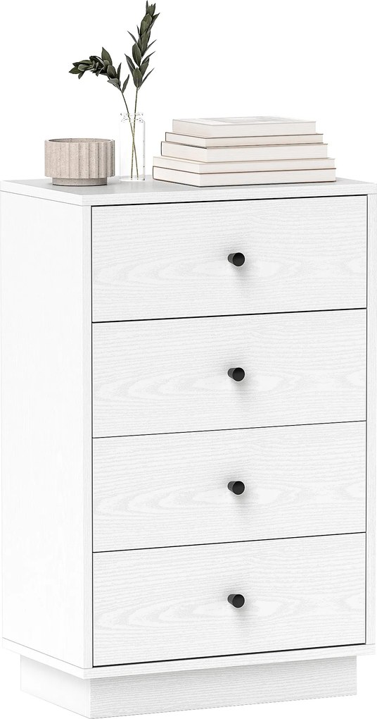 HOMCOM 4-Fiókos Modern Fiókos Szekrény Keskeny Fiókos szekrény nappaliba vagy előszobába 47x29x75 cm Fehér | Aosom