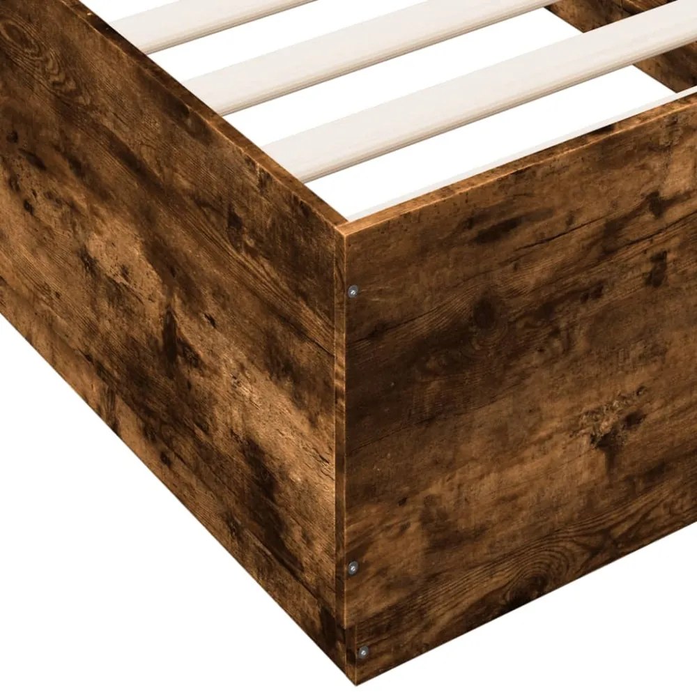 füstös tölgy színű szerelt fa ágykeret LED-del 90 x 190 cm