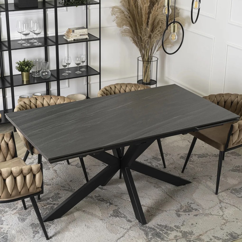 Étkezőasztal Fekete Színben. BRUNO 160-240 cm