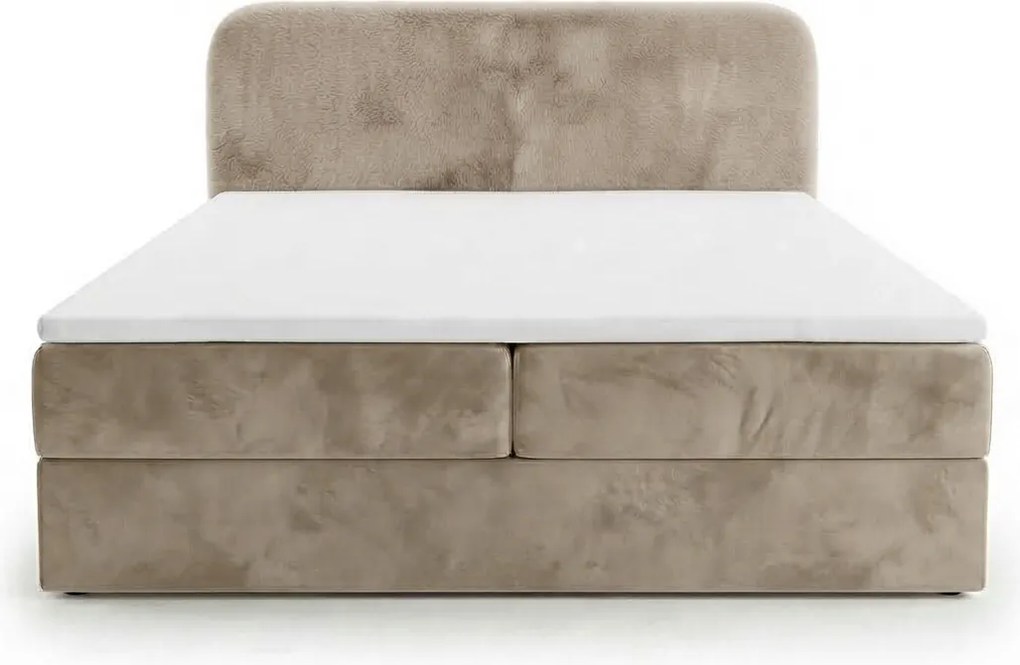 Kárpitozott boxspring ágy FORENA 180x200 cm bézs Matrac: Bonell rugós matrac