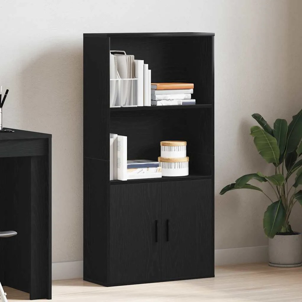 Könyvespolc fekete tölgy 60x24x120 cm gépesített fa