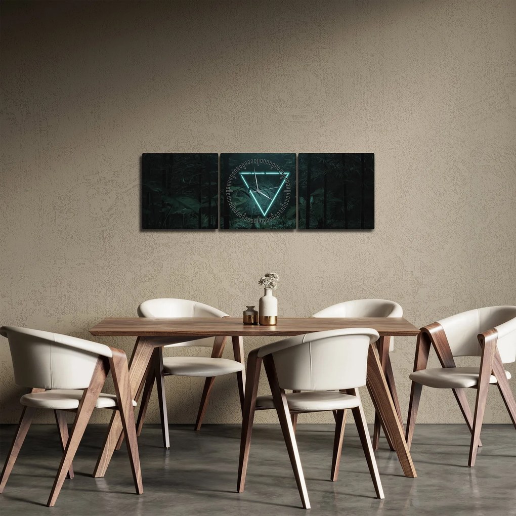 Kép - Neon háromszög a dzsungelben (órával) (90x30 cm)