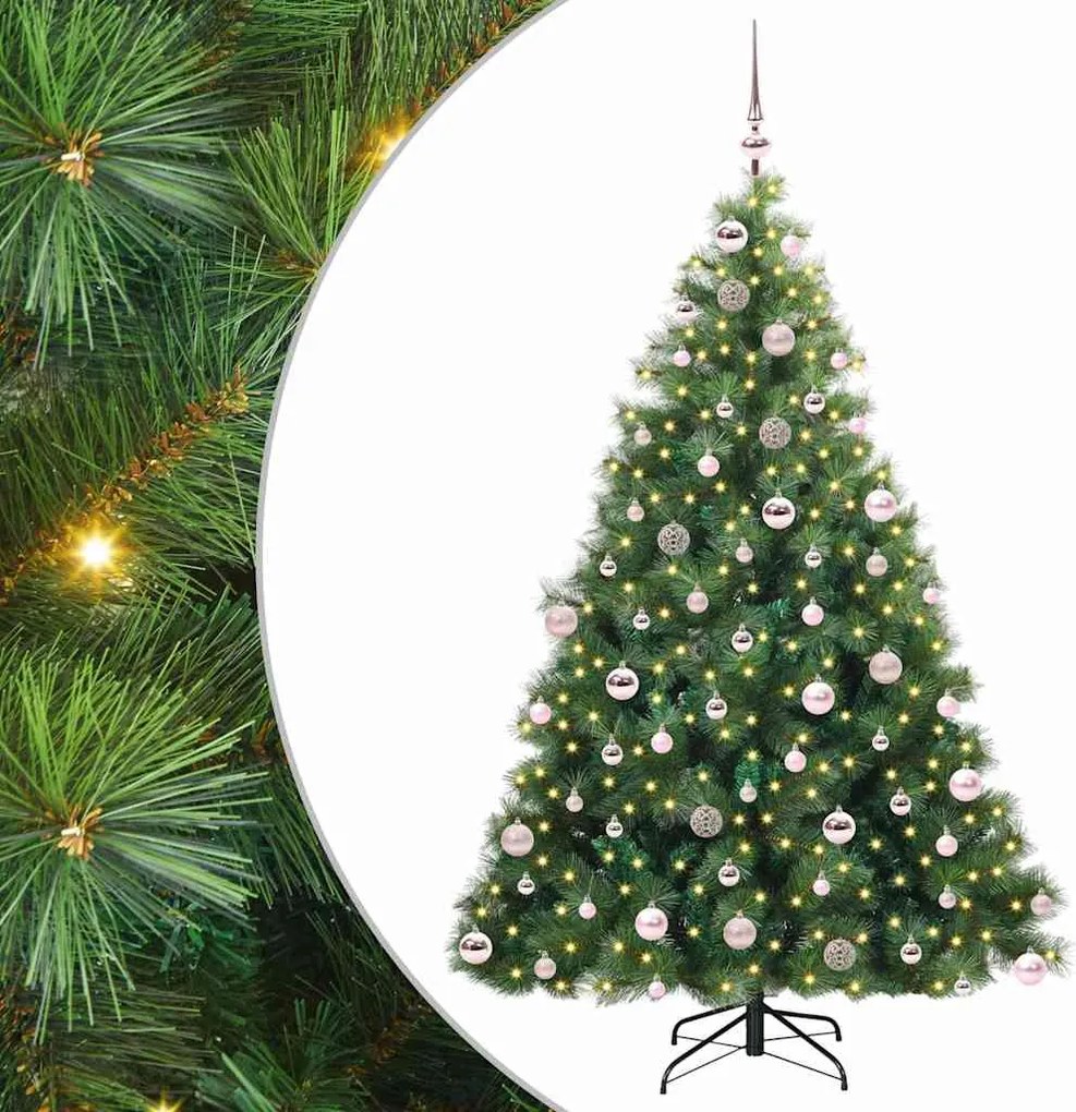 vidaXL Mű karácsonyfa 300 LED-del állvánnyal Zöld 180 cm PE és PVC
