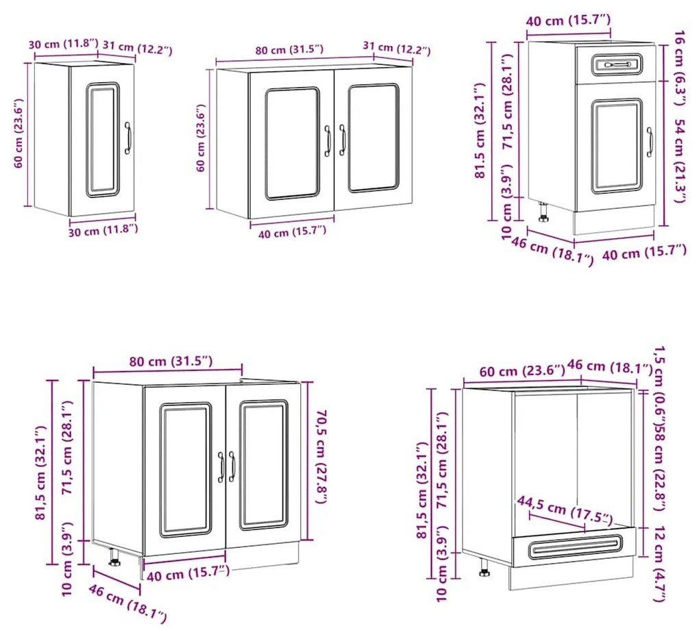 vidaXL 8 darabos konyhaszekrény szett Kalmar barna tölgy műfa