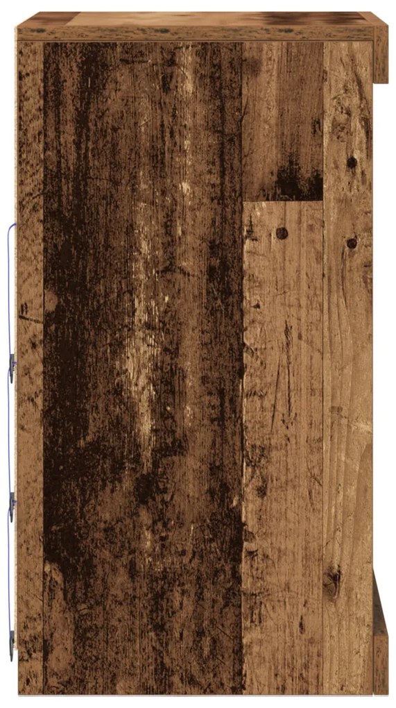 Oldal szekrény LED világítással, régi fa, 41x37x67 cm