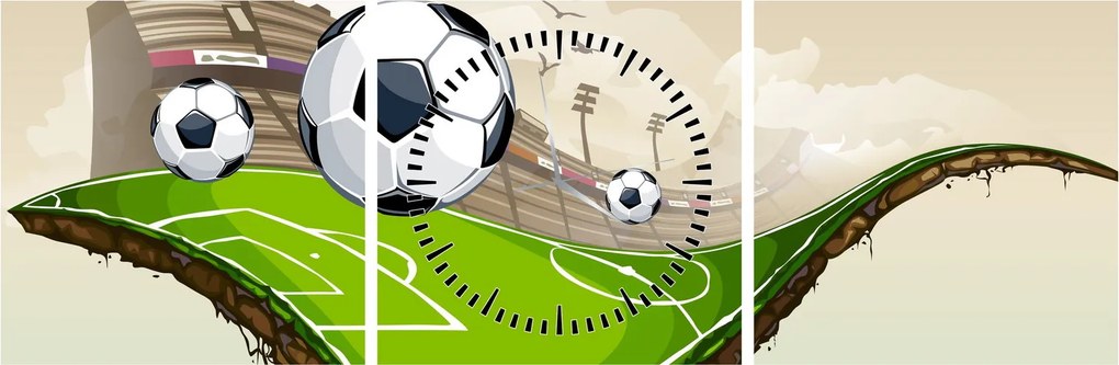 Kép - futballpálya (órával) (90x30 cm)