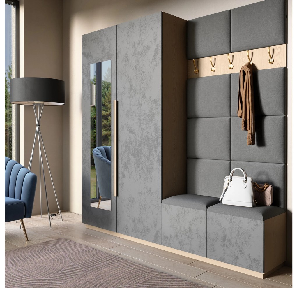 Kárpitozott panel szett 10 db. Quadra 100x200 cm (szürke). 1051976