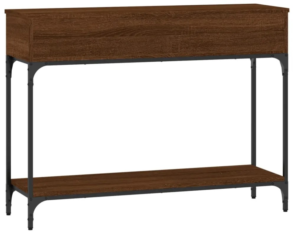 barna tölgyszínű szerelt fa tálalóasztal 100 x 30,5 x 75 cm