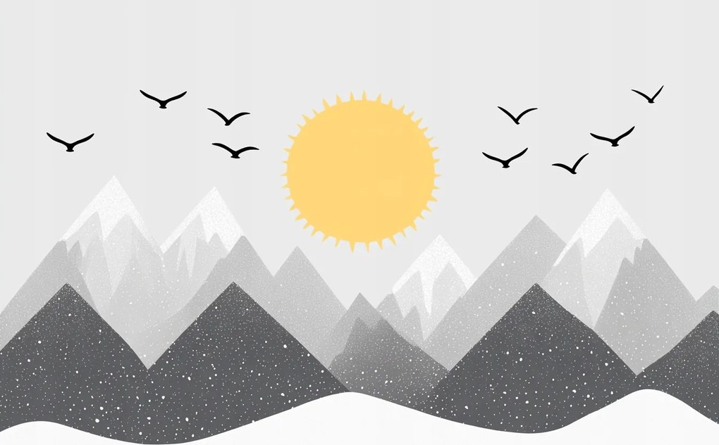 Fotótapéta Flizelina Gyerekek Tájkép Hegyek Hó Tél Madarak 368x254 ragasztó