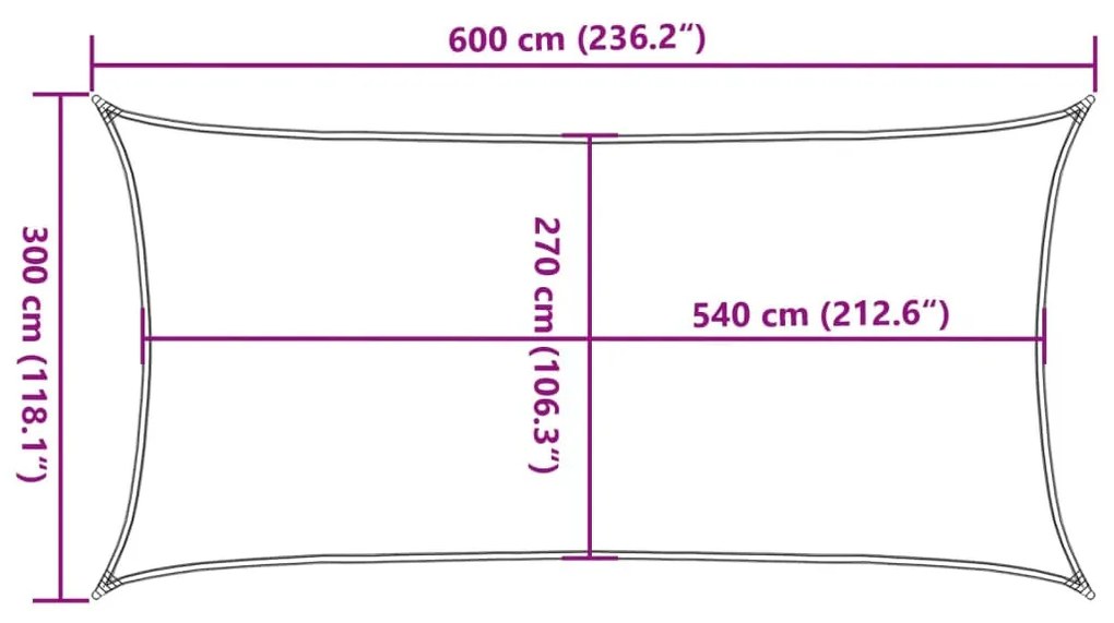 krémszínű HDPE napvitorla 160 g/m² 3 x 6 m