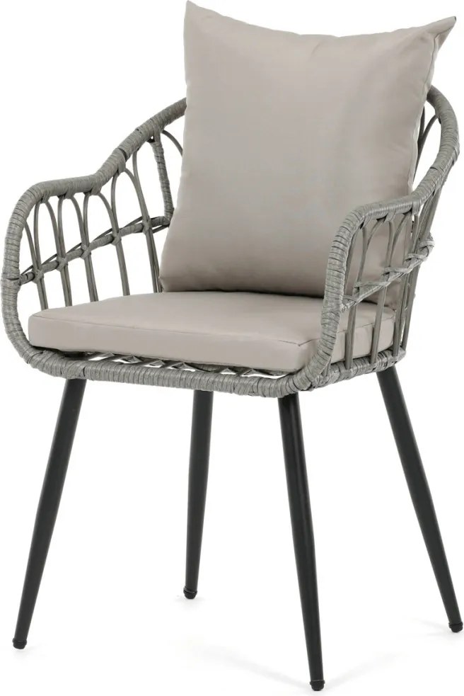 Kerti szék, fém, polyrattan, szürke, AZ-F1406 GREY