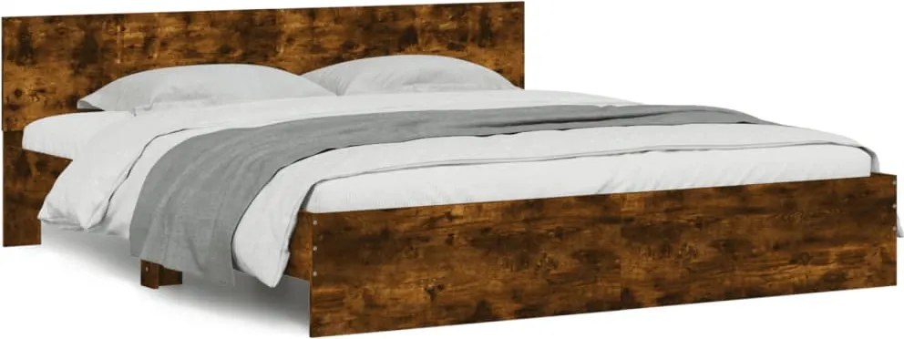 vidaXL füstös tölgy színű ágykeret fejtámlával 160 x 200 cm