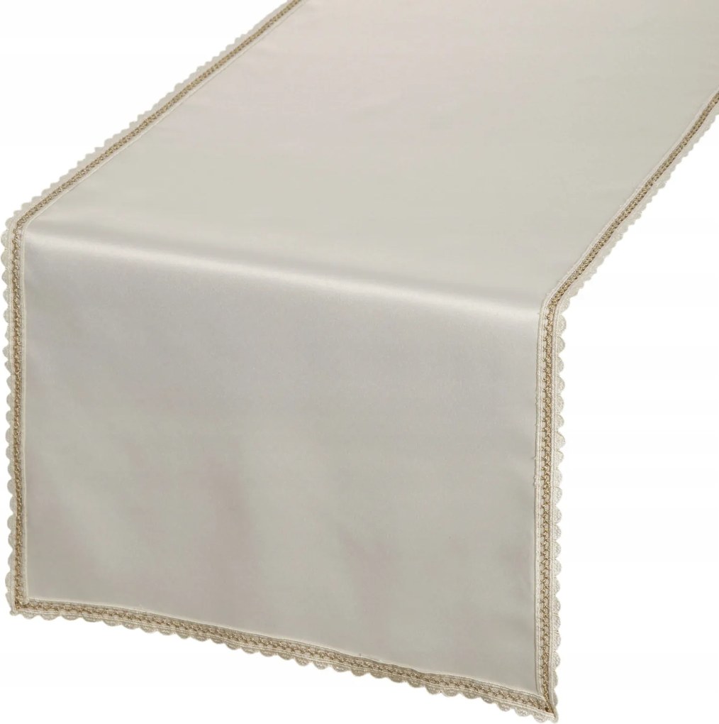 Lace futópad 40x140 cm krémszínű hímzett díszítéssel abrosz dekoratív