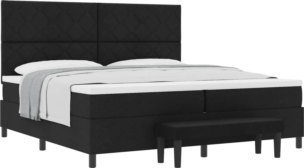 vidaXL Boxrugós ágy matracmal fejtámlával Fekete 200 x 200 cm szövet