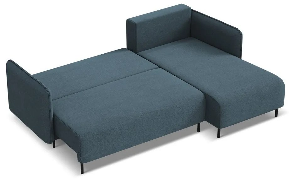 Kék kinyitható-tárolóhelyes sarokkanapé (jobb oldali) Luana – Makamii