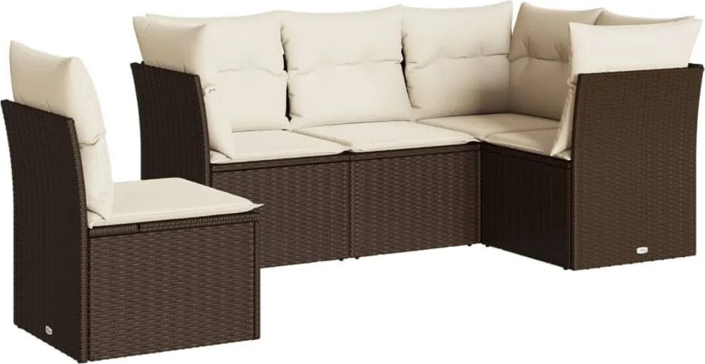 vidaXL 5 részes barna polyrattan kerti ülőgarnitúra párnával