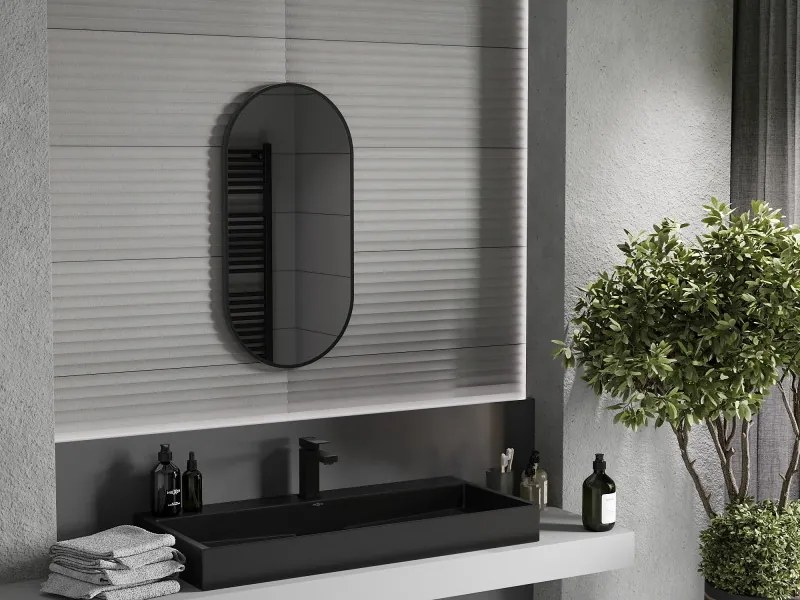 Mexen Loft ovális fürdőszobai tükör 80 x 40 cm, fekete keret - 9851-080-040-000-70