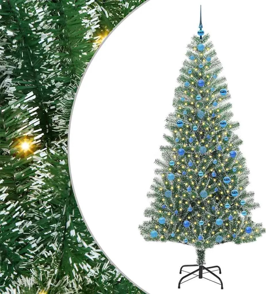 vidaXL Mű karácsonyi fa hóval borítva LED fényekkel 300 LED-del 210 cm