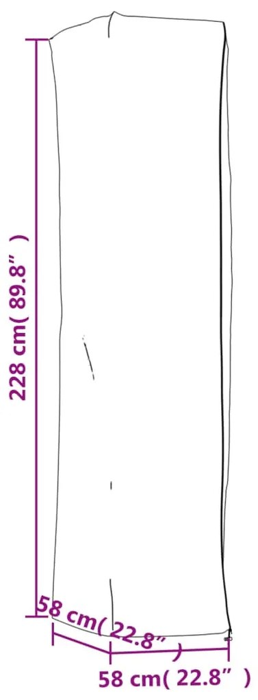 fekete 420D oxford szövet piramis alakú fűtőhuzat 58x58x228 cm