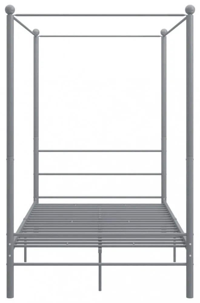 szürke fém baldachinos ágykeret 140 x 200 cm