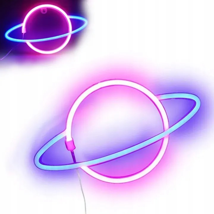 Neon Led Lámpa Bolygó Éjszakai Fali Dekoráció Jupiter Usb Akkumulátor