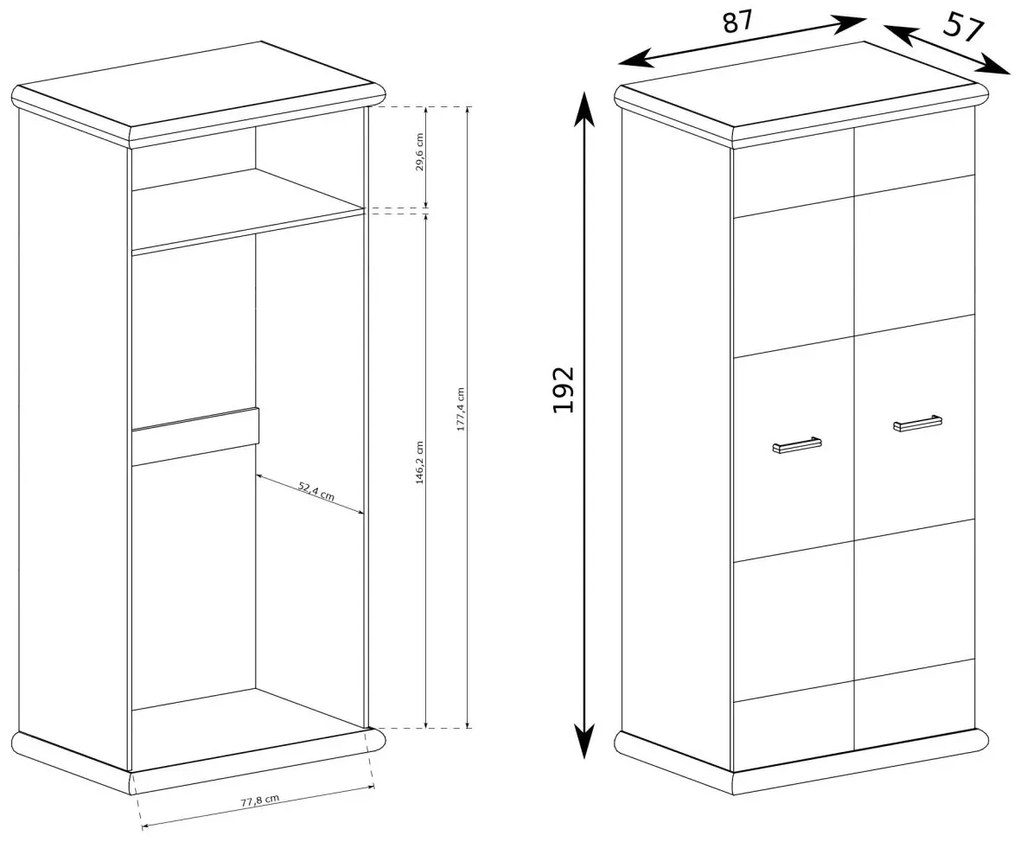 Ruhásszekrény Kenny 01 (fehér craft + arany craft). 1057826