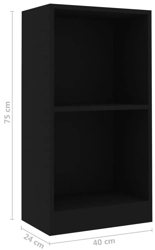 fekete szerelt fa könyvszekrény 40x24x75 cm