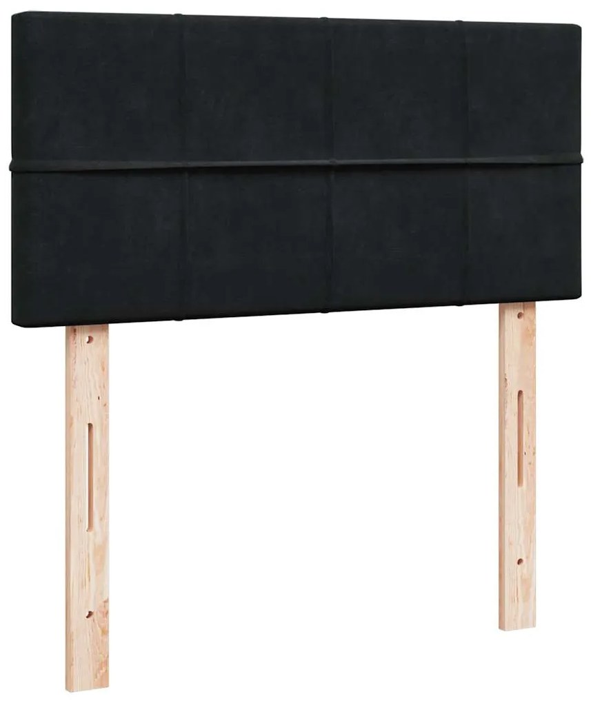 fekete bársony ottomán ágy matraccal &amp; LED-ek 80x200cm
