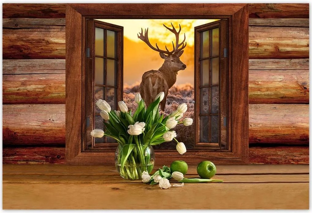 Poszterek 185x125 Méltóságteljes szarvas a réten