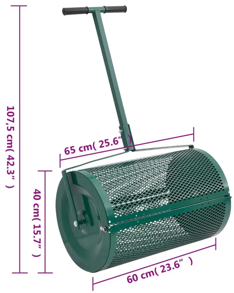 75L zöld acél komposztszóró Ø40x60 cm