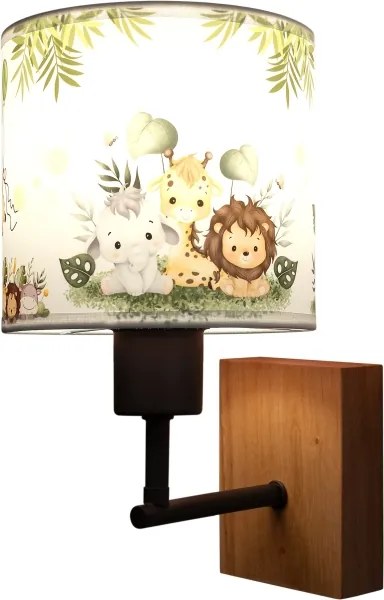 BRILAGI - Fali lámpa BOBO WOOD 1xE27/25W/230V tölgy/fekete/fehér/zöld/dzsungel