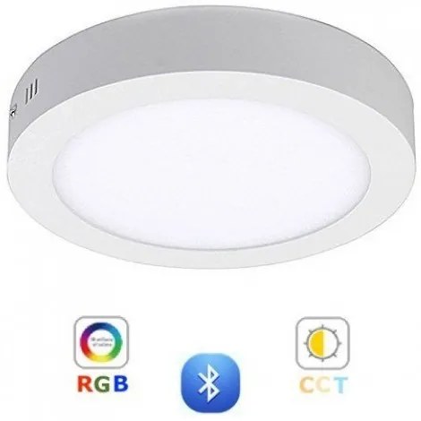 RGB-CCT LED panel , 12W , falon kívüli , kerek , dimmelhető , színes , állítható fehér színárnyalat , Bluetooth , LEDISSIMO SMART