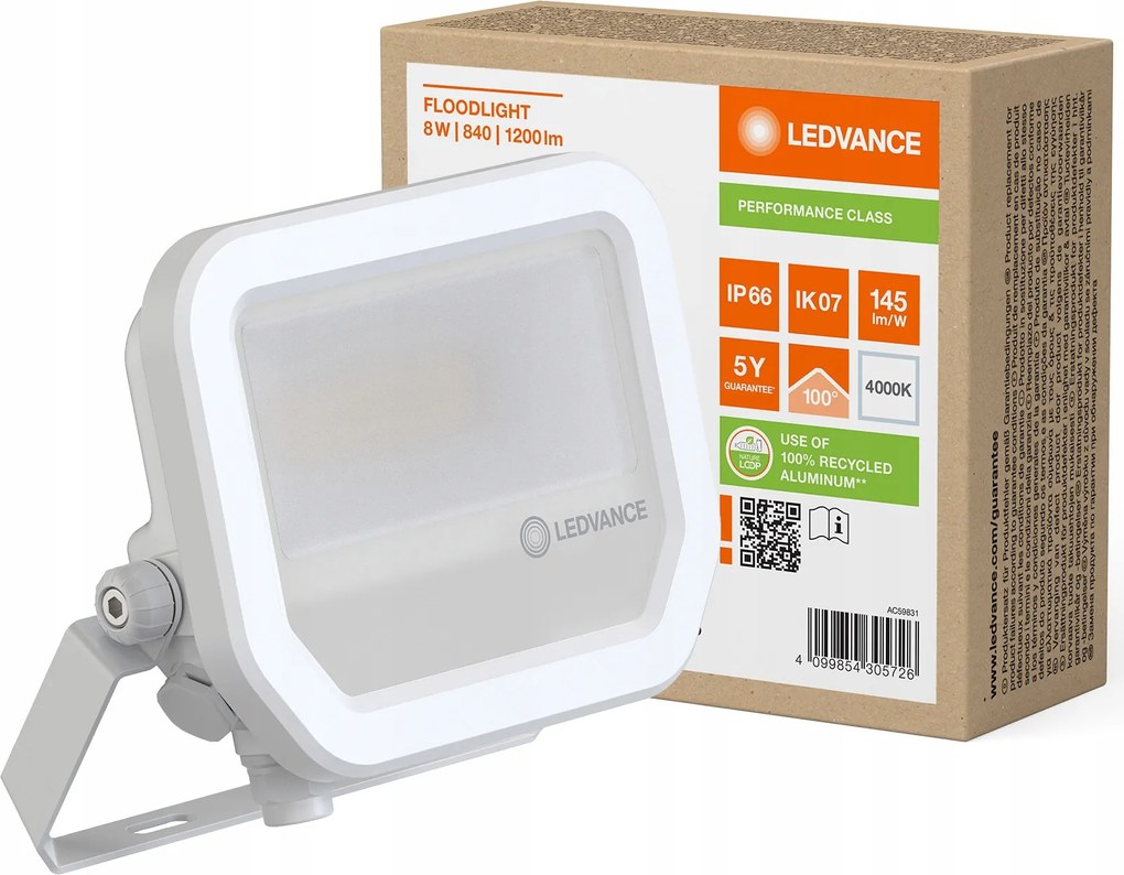 Led reflektor 8W semleges fehér 4000K 1200lm Fehér ház IP65 Ledvance