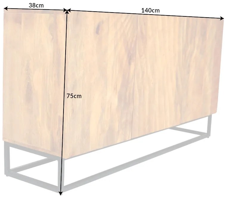 Design komód Shayla 140 cm barna mangó