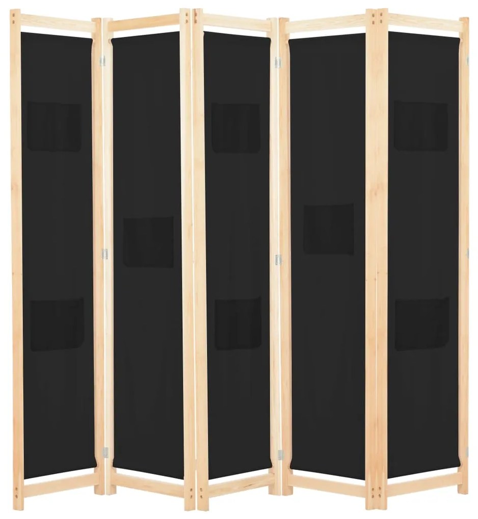 vidaXL fekete 5-paneles szövetparaván 200 x 170 x 4 cm