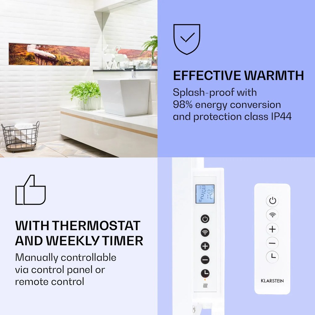 Klarstein Wonderwall Air Art Smart, infravörös hősugárzó, 120 x 30 cm, 350 W, vonat