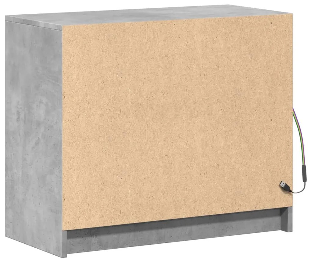 betonszürke szerelt fa tálalószekrény LED-del 72 x 34 x 61 cm