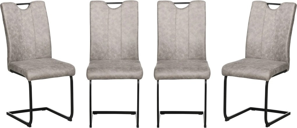 HOMCOM 4 db étkezős szék microfiber kárpittal, acél szán lábakkal és fogantyúval ellátott konyhaszék szürke háttámlával | Aosom