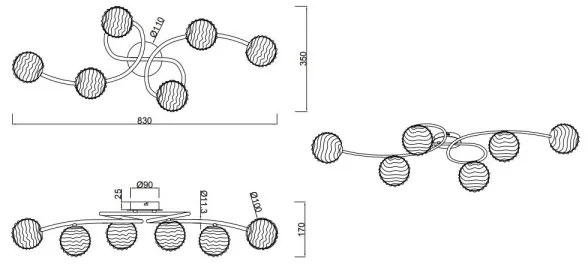 Reality - Csillár WIRE 6xG9/28W/230V