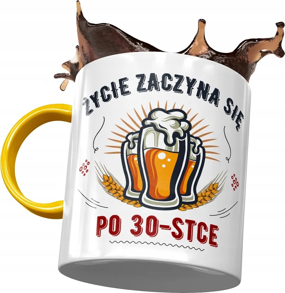 Sárga Bögre Születésnapra 30 30-es 30-as Ajándék Nyomtatott Fotóval