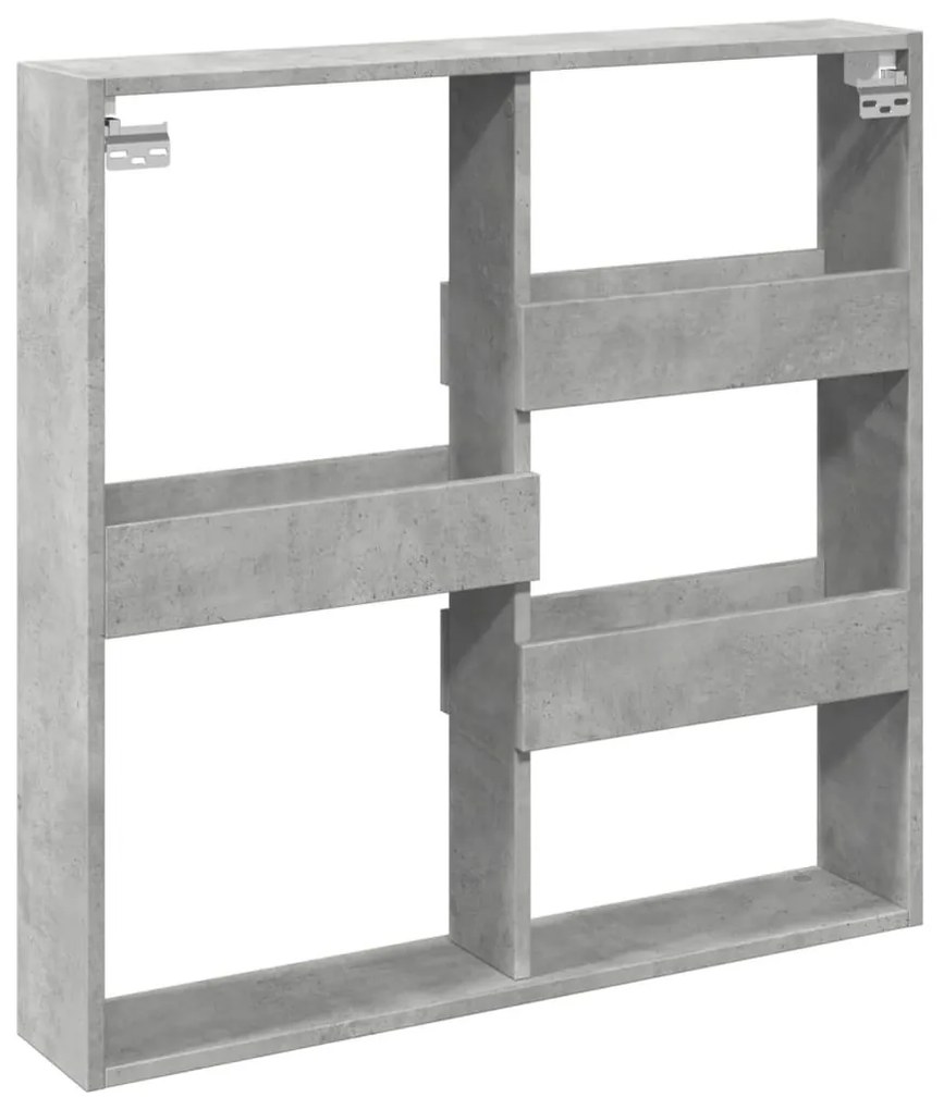 betonszürke szerelt fa faliszekrény 80 x 15 x 80 cm