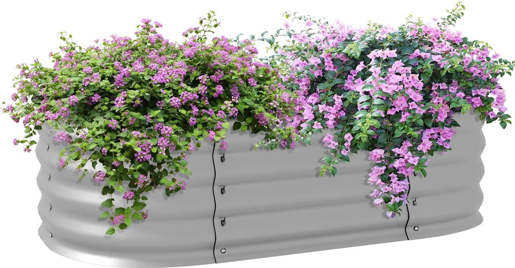 Outsunny Fém Magaságyás, Növényláda, Zöldséges Ágyás, DIY Virágláda Nyitott Aljjal, Fűszerágyás Kerthez, Erkélyhez, Ezüst 105 x 62 x 30 cm | Aosom