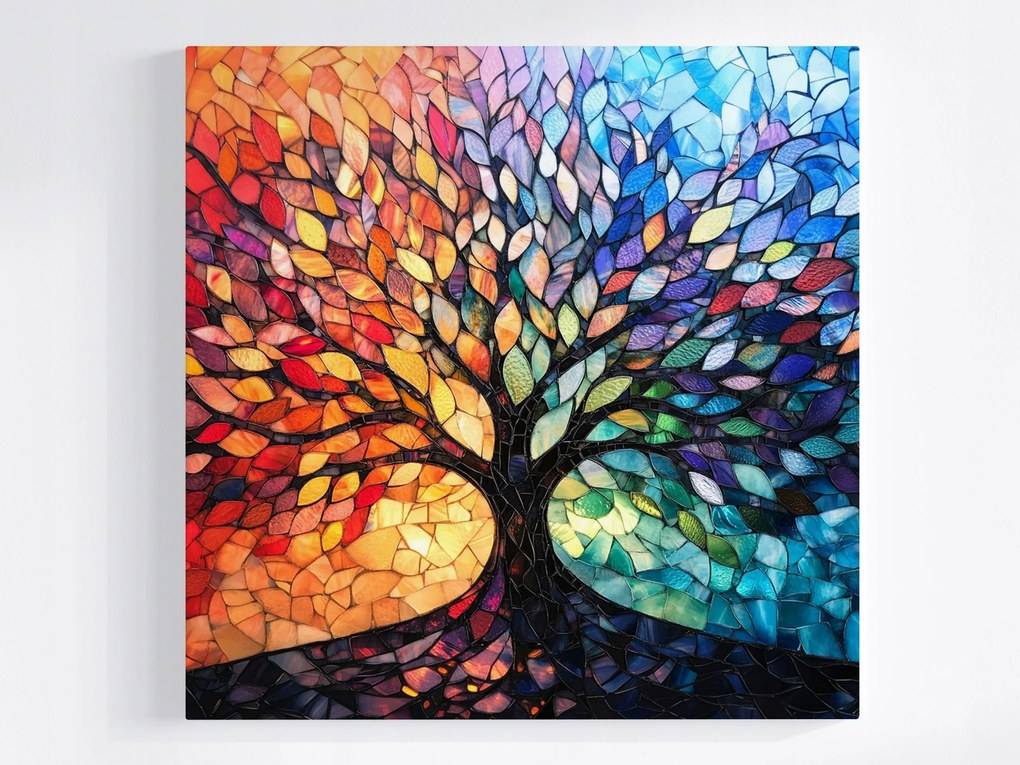 Poszter Mozaik Ólomüveg Dekoráció Életfa Boho 40x40