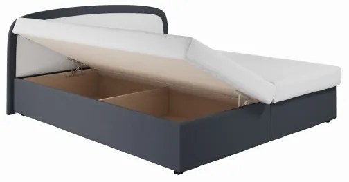 MALIA 160x200 szürke kárpitozott ágy rugós matraccal és ágyneműtartóval