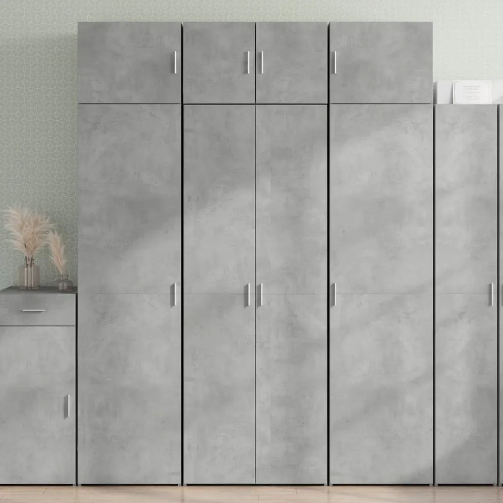 betonszürke szerelt fa magasszekrény 70 x 42,5 x 185 cm