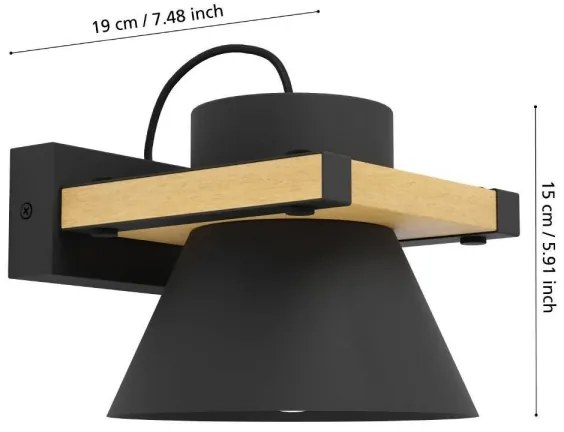 Eglo 43958 - Fali lámpa MACCLES 1xE27/15W/230V